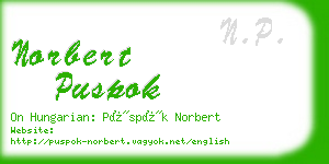 norbert puspok business card